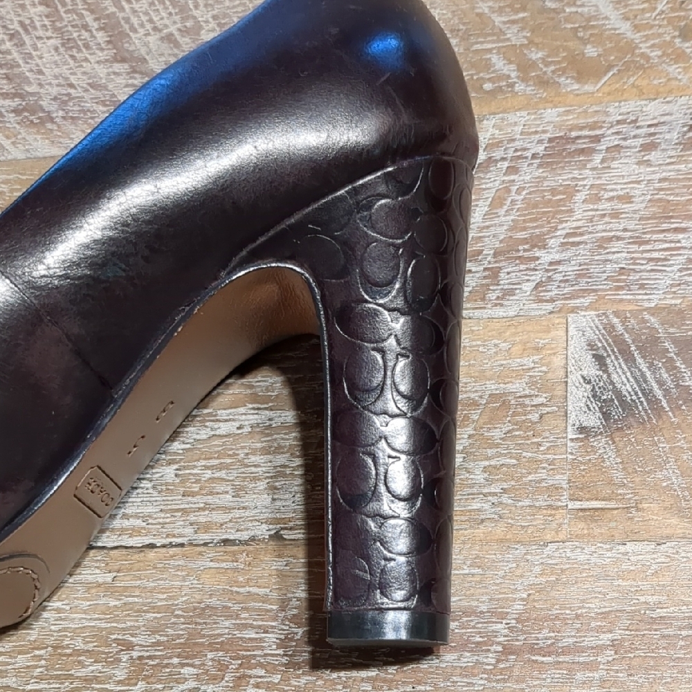 Vintage Coach Brown Leather Block Heel Pumps
